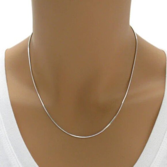 STERLING SILVER RHODIUM FINISH DIAMOND SNAKE CHAIN NECKLACE 1.25MM (GAUGE 30) - Picture 2 of 2